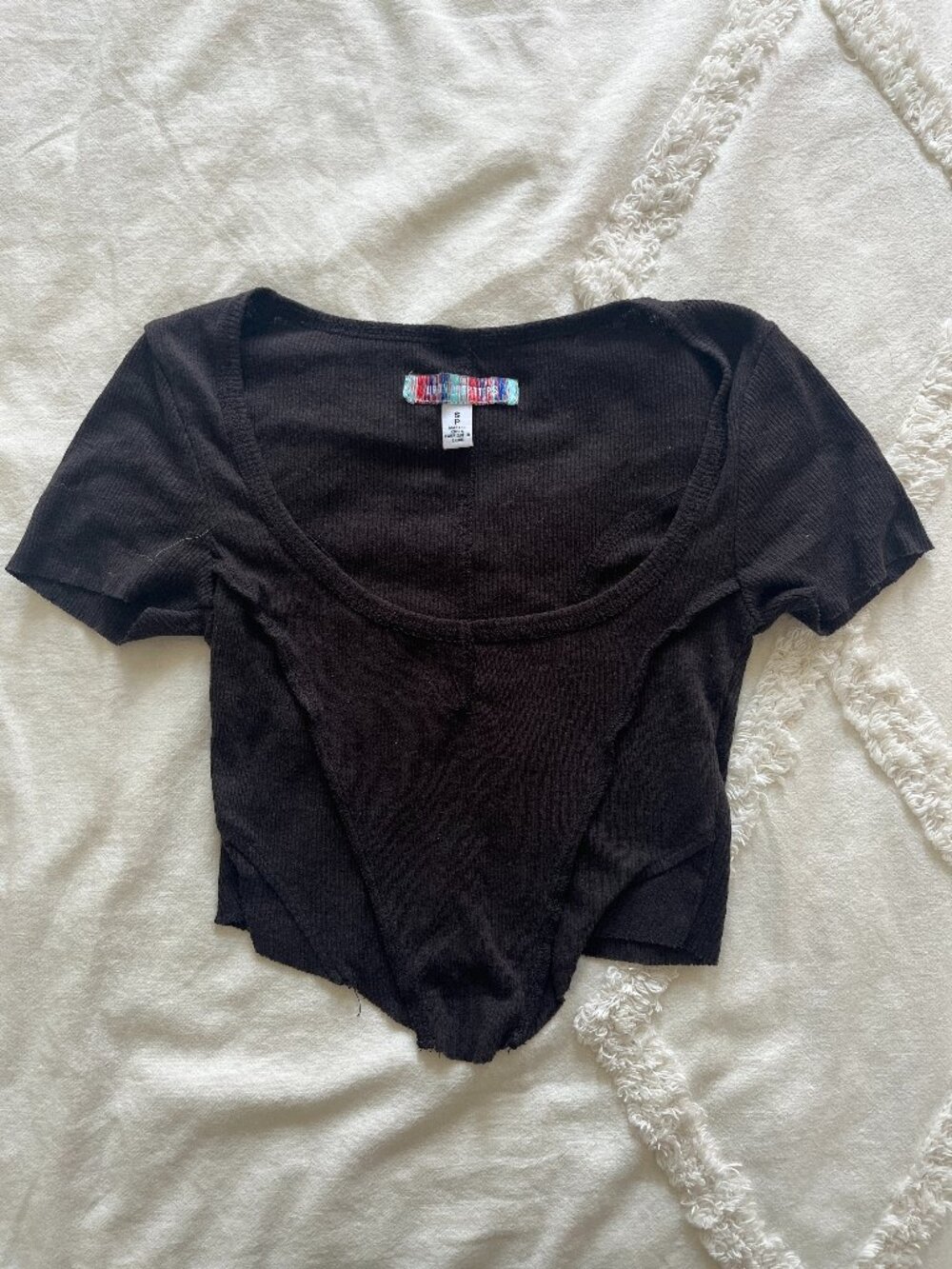 Urban Outfitters Brown Ribbed Cropped Baby Tee Size S